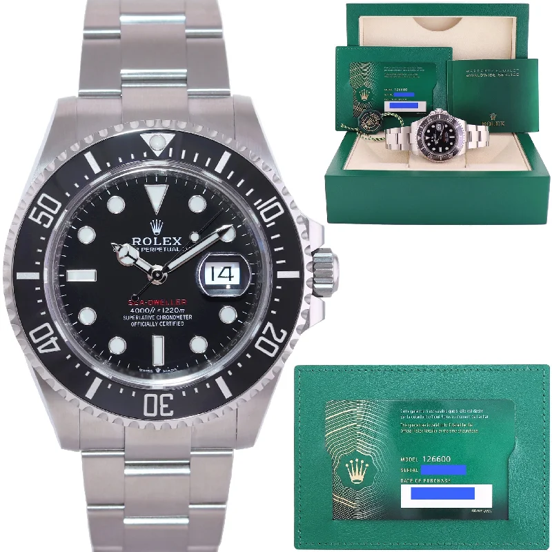 Men's Watches with Date Function-2022 MINT PAPERS Rolex Red Sea-Dweller SD43 126600 43mm Mark 2 Watch Box