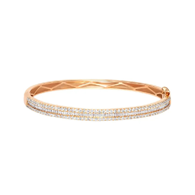 Silver Bangles with Modern Design for Women-Double Row Diamond Bangle