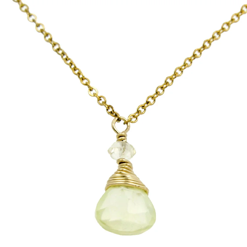 Simple Chain Necklace for Men-Yellow Prenite One Drop Necklace