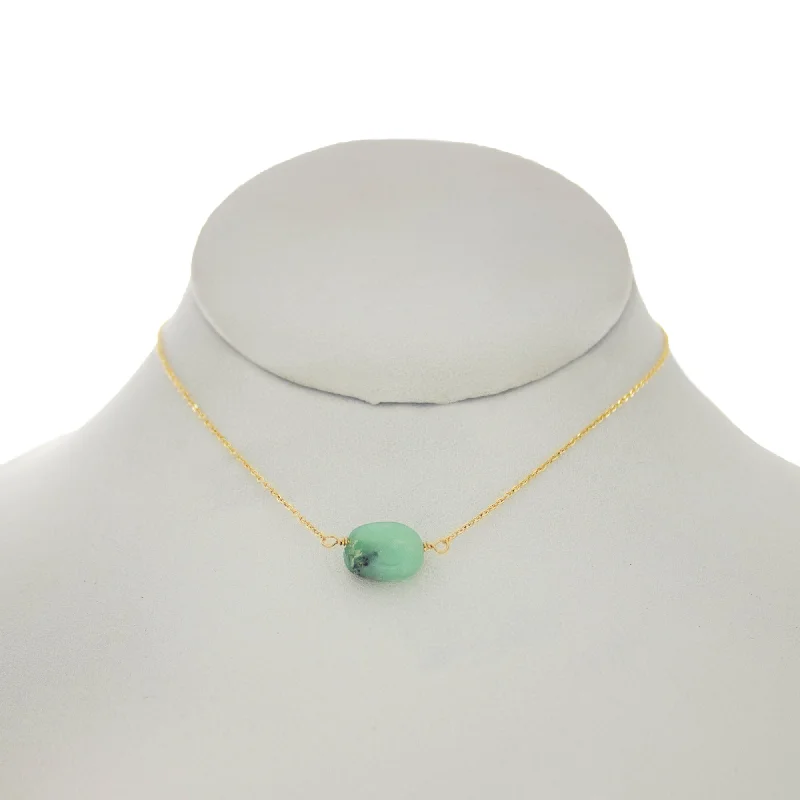 Sparkling Silver Necklace for Special Events-Jungle Green - Chrysoprase Oval Necklace