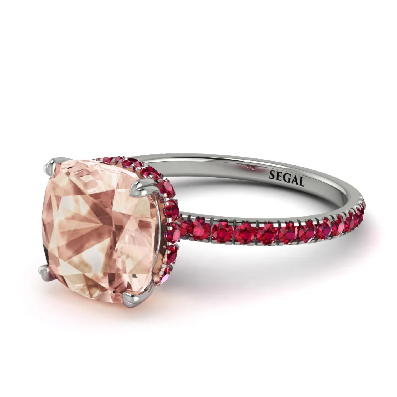 Chunky Gemstone Ring for Bold Style-Cushion Hidden Morganite Ring - Nova No. 912