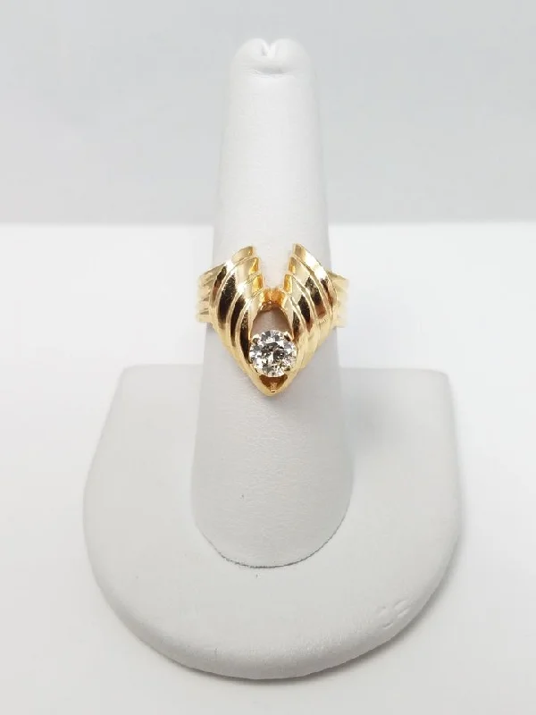 Handcrafted Diamond Ring for Engagement-Distinct Natural Diamond 14k Yellow Gold Custom Ring