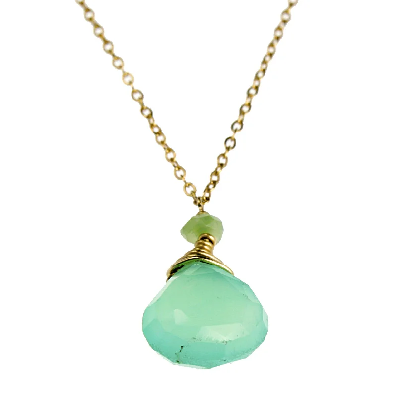 Handcrafted Necklace for Gifts-Chrysoprase One Drop Necklace