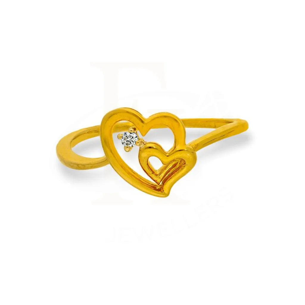 Silver Wedding Ring for Couples-Diamond Solitaire in Twisted Twin Hearts Shaped Ring in 18KT Gold - FKJRN18K2145