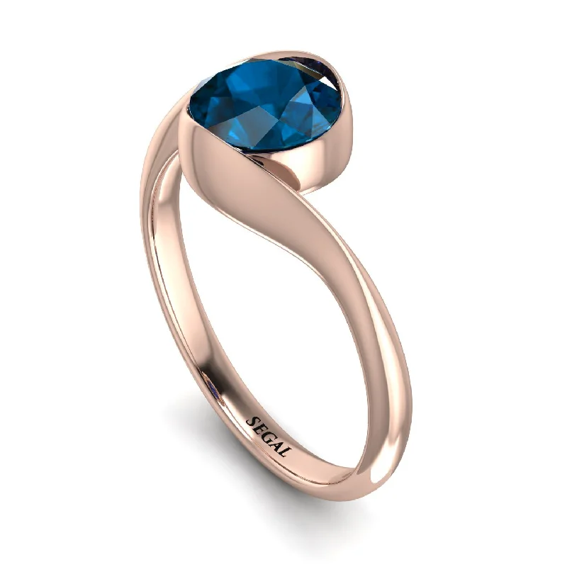 Unique Promise Ring for Her-Vintage Bezel Twist Blue Topaz Ring - Everly No. 502