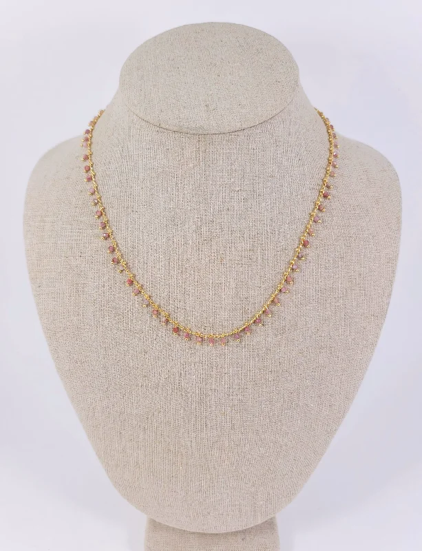 Bridal Necklace with Crystals-Rhodolite Trimmed Necklace