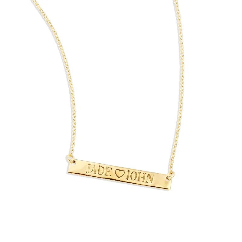 Gold Necklace for Women-Engravable Love Bar Necklace