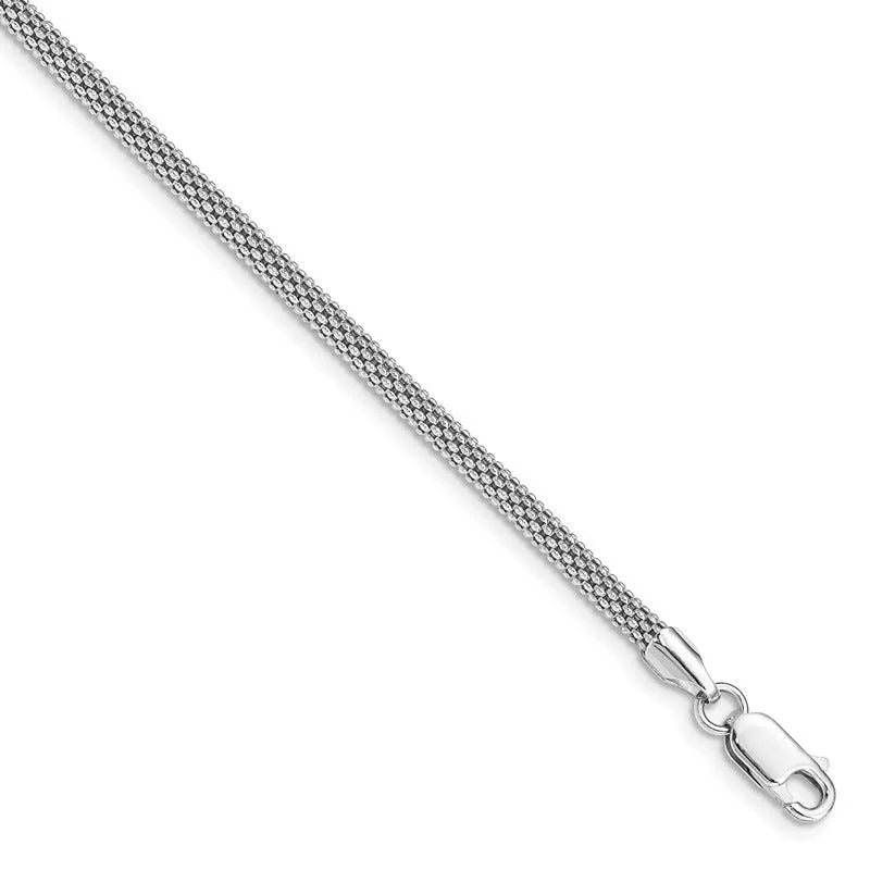 Simple Gold Chain Bracelet for Daily Wear-Sterling Silver Rhodium-plated 3mm Corona Chain Bracelet