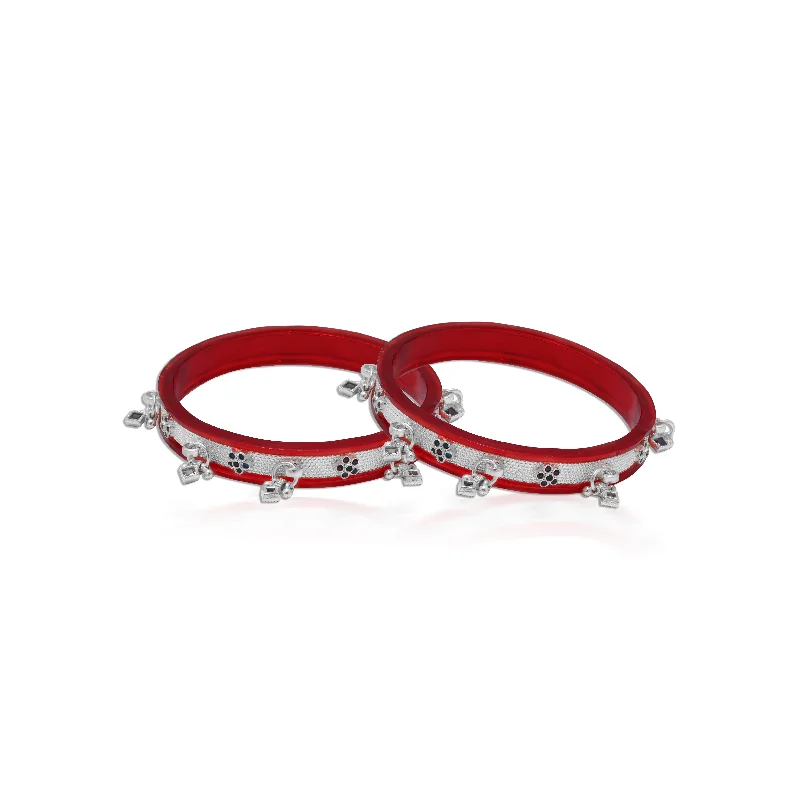 Wedding Bangles with Diamonds-Silver Bangles Adorned with Multiple Stones for Women