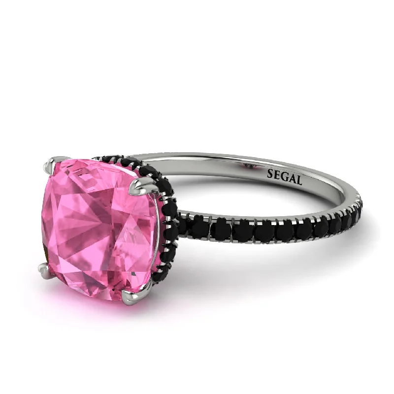 Stackable Rings for Women-Cushion Hidden Pink Moissanite Ring - Nova No. 809