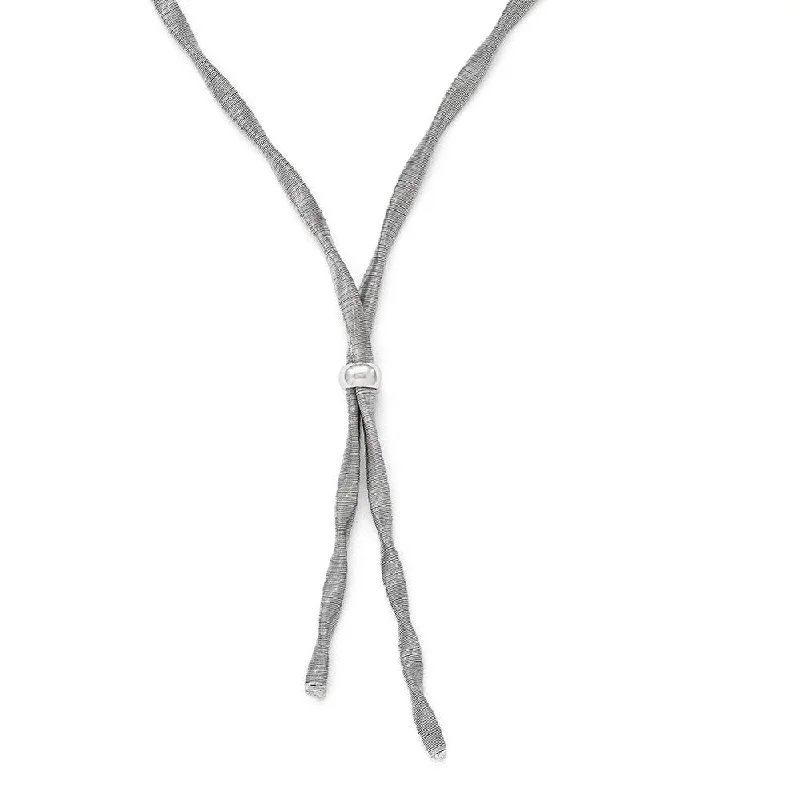 Simple Gold Pendant Necklace-3mm Textured and Twisted Lariat Necklace in Sterling Silver, 17-20 in