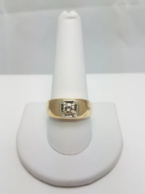 Luxury Wedding Ring for Anniversary-Vintage Men's Natural Diamond 14k Gold Ring