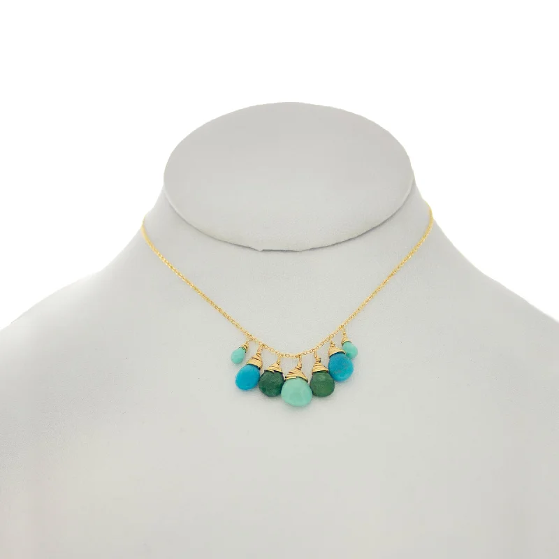 Unique Pendant Necklace for Casual Wear-Arizona Blue - Turquoise and Emerald Drops Necklace