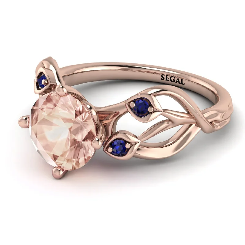 Multi-Gemstone Engagement Ring-Morganite Blossom 14K Golden Nature Inspired Engagement Ring - Haley No. 914