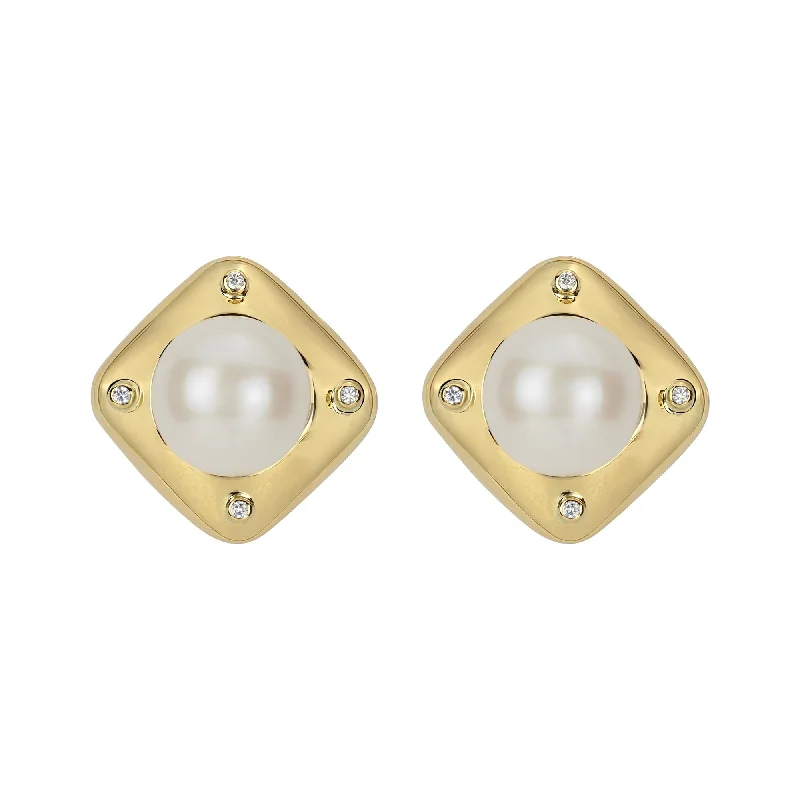 Trendy Earrings for Special Occasions-Earrings- South Sea Pearl And Diamond