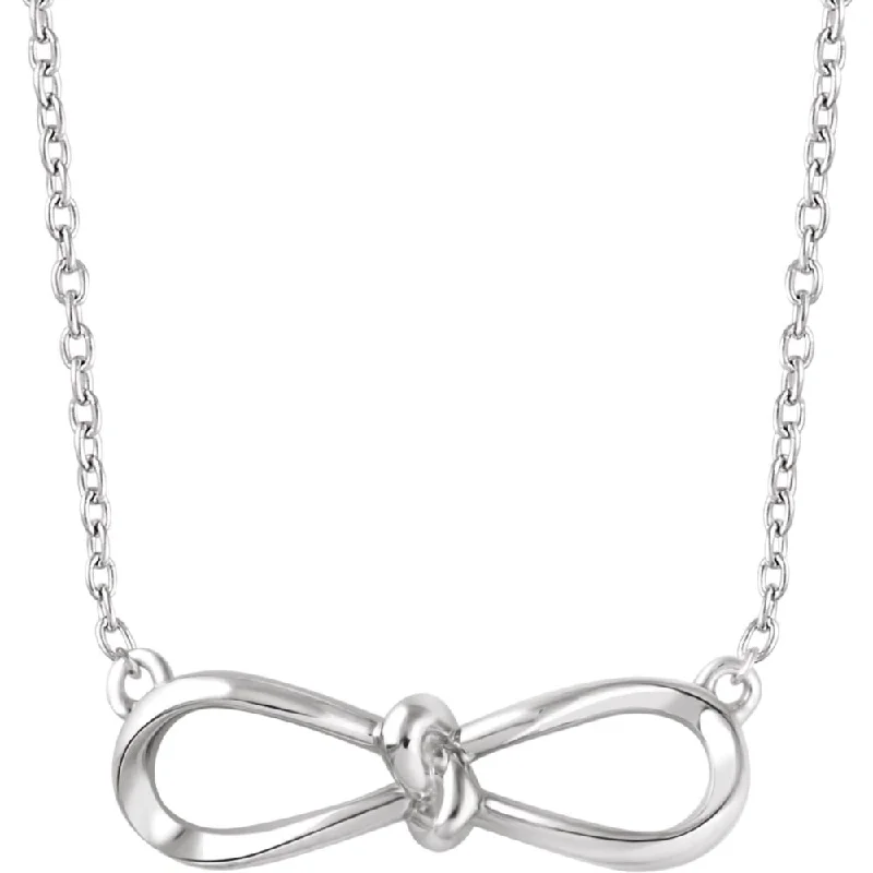 Bridal Necklace with Pearls-Sterling Silver Infinity Bow Necklace, 16-18 Inch