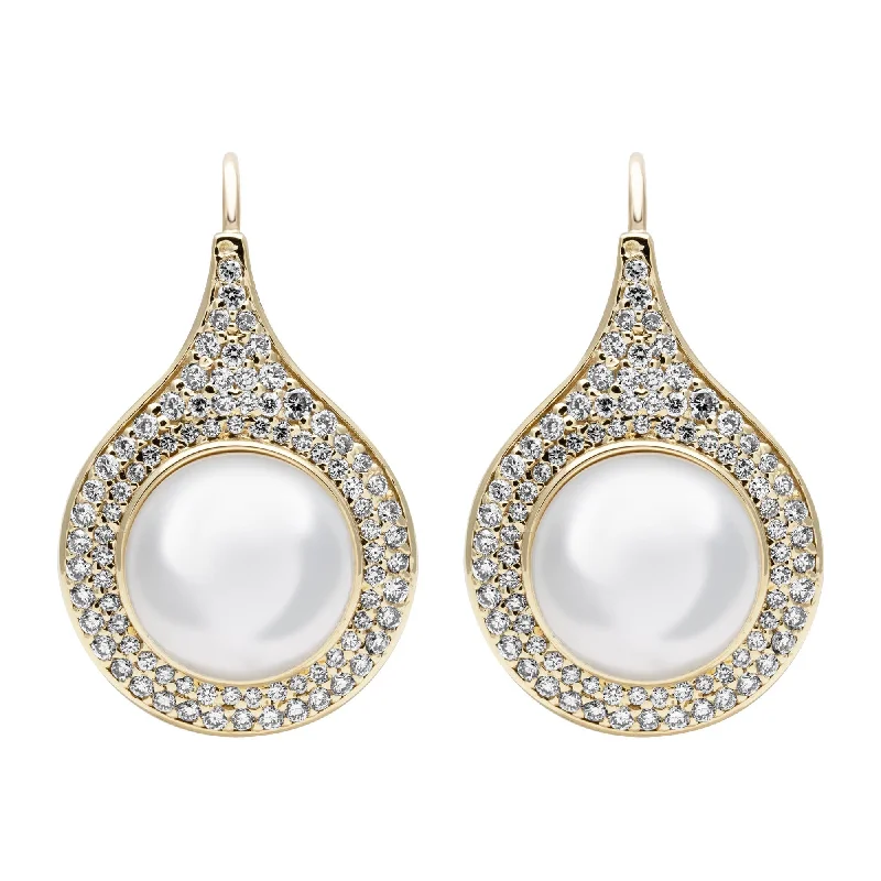 Casual Earrings for Summer Looks-Earrings - South Sea Pearl And Diamond