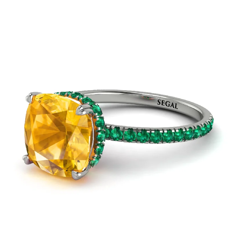 Customizable Gemstone Ring for Women-Cushion Hidden Yellow Diamond Ring - Nova No. 1006