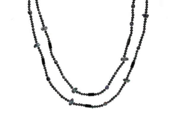 Silver Necklace for Weddings-Black Pearl & Agate Necklace