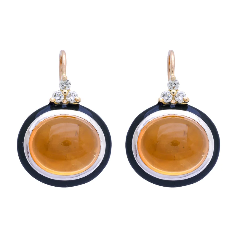 Funky Earrings for Casual Styles-Earrings- Citrine and Diamond (Enamel)