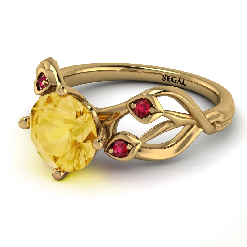 Gold Promise Ring for Engagement-Citrine Blossom 14K Golden Nature Inspired Engagement Ring - Haley No. 610