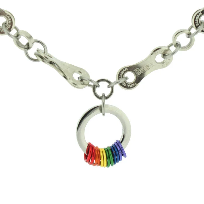 Custom Birthstone Necklace for Family Gifts-Stainless Steel Rainbow Drop Necklace