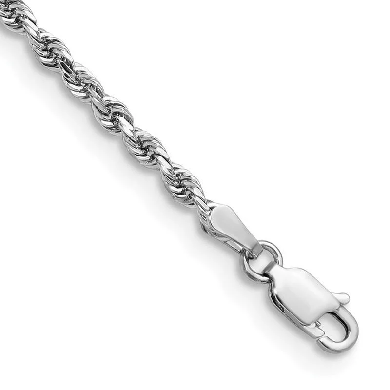 Chunky Gold Bracelet for Statement Style-14K White Gold 7 Inch 2.75mm Diamond-cut Quadruple Rope Lobster Clasp Chain Bracelet