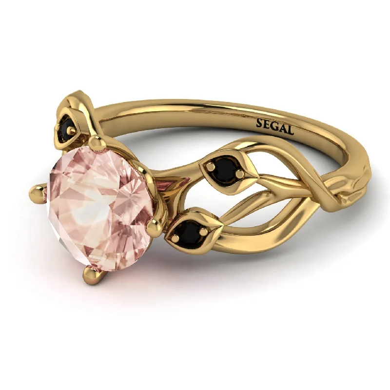 Designer Engagement Ring with Diamonds-Morganite Blossom 14K Golden Nature Inspired Engagement Ring - Haley No. 907