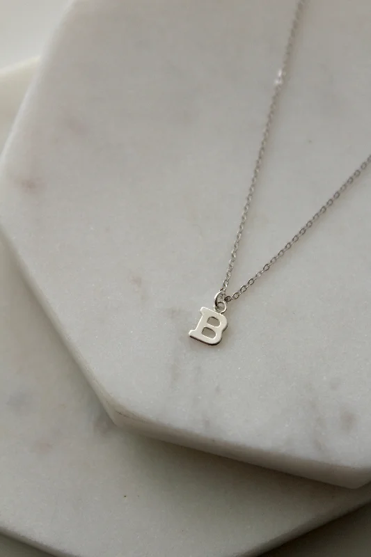 Personalized Heart Necklace for Moms-Silver Block Letter Necklace