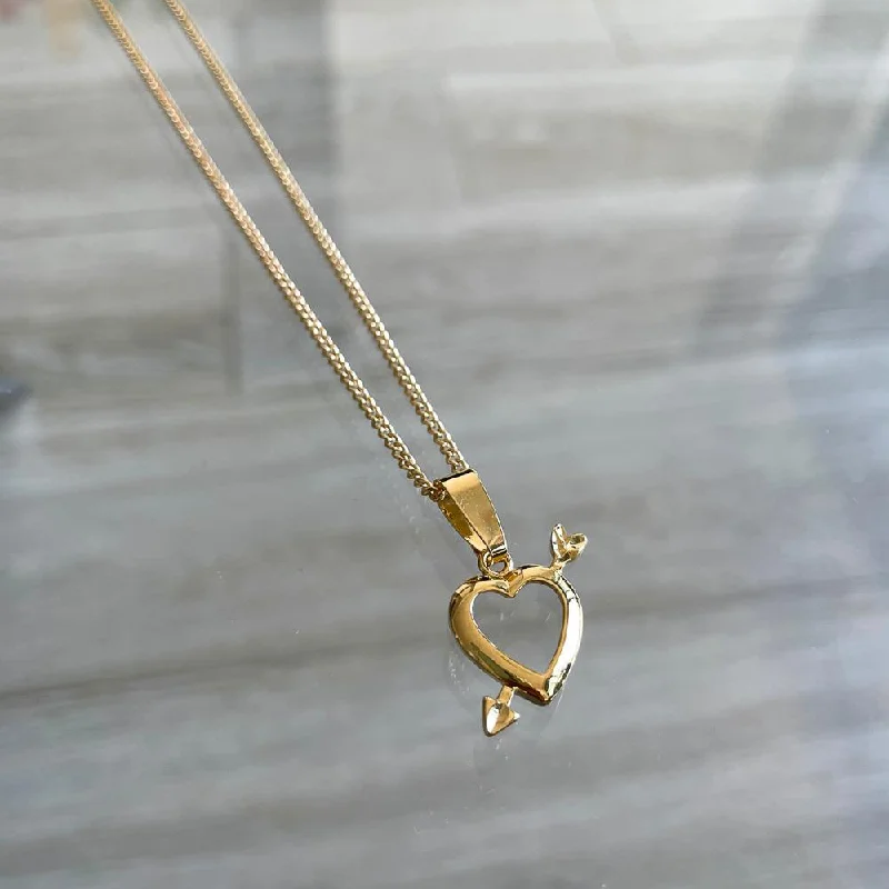 Simple Silver Necklace with Pendant-Cupid's Heart Pendant Necklace