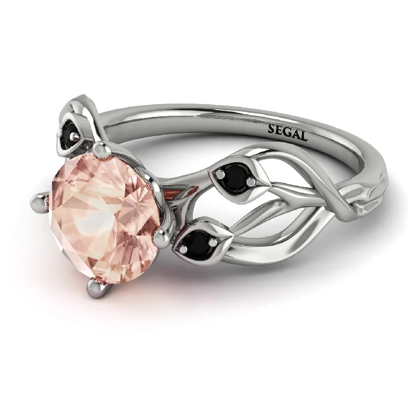 Classic Diamond Engagement Ring Set-Morganite Blossom 14K Golden Nature Inspired Engagement Ring - Haley No. 909