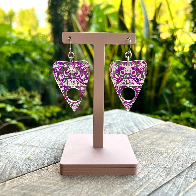 Fashionable Stud Earrings for Women-Purple Ouija Planchette Earrings