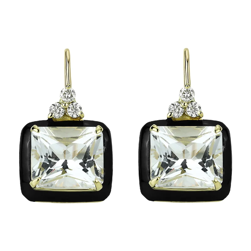 Bold Earrings for Fashionistas-Earrings - Crystal And Diamond (enamel)