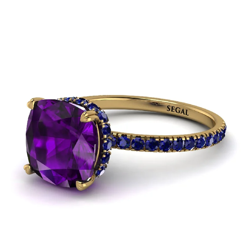 Unique Promise Ring for Couples-Cushion Hidden Amethyst Ring - Nova No. 313