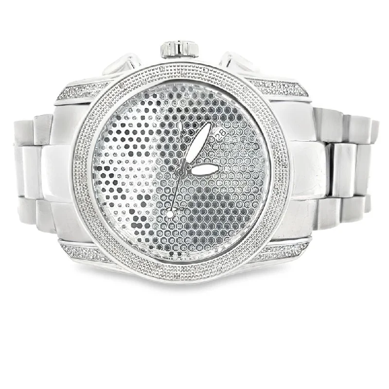 Men's Luxury Watches with Crystal Detailing-World Map Dial .30cttw Real Diamond Watch