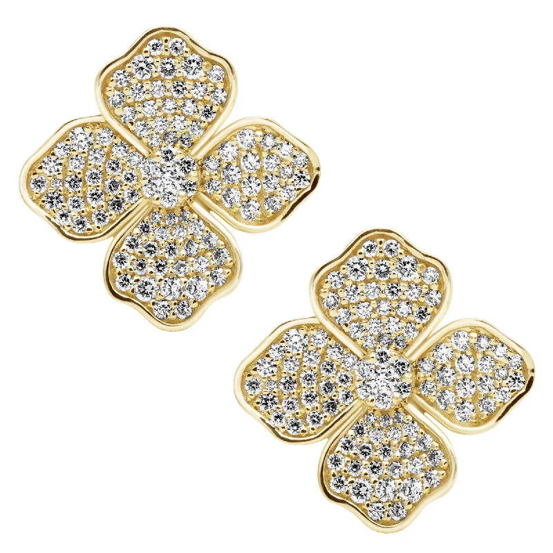 Luxury Gold Earrings for Anniversary-Earrings - Diamond (2409G)