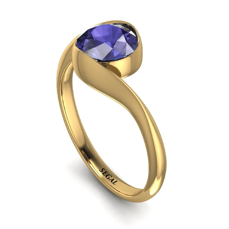 Vintage Ring with Sapphire-Vintage Bezel Twist Tanzanite Ring - Everly No. 201