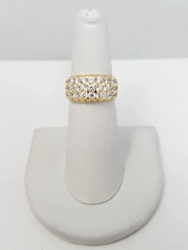 Silver Engagement Ring for Minimalist Style-Gleaming 14k Yellow Gold Cubic Zirconia Ring Band