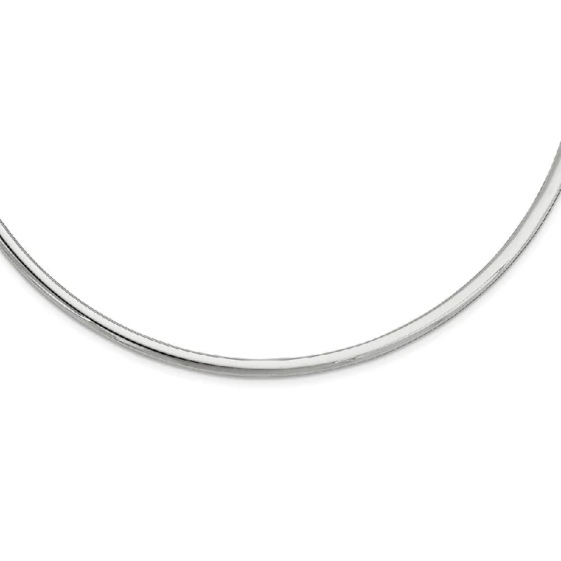 Unique Necklace for Gifts-4mm Polished Sterling Silver Neck Collar Necklace, 18 Inch