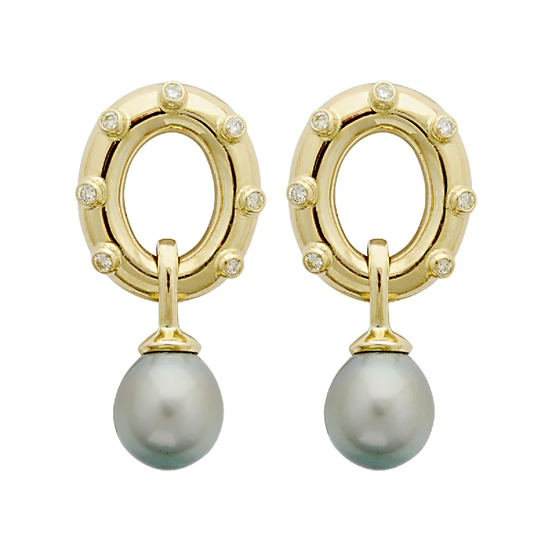 Elegant Hoop Earrings-Earrings- South Sea Pearl And Diamond