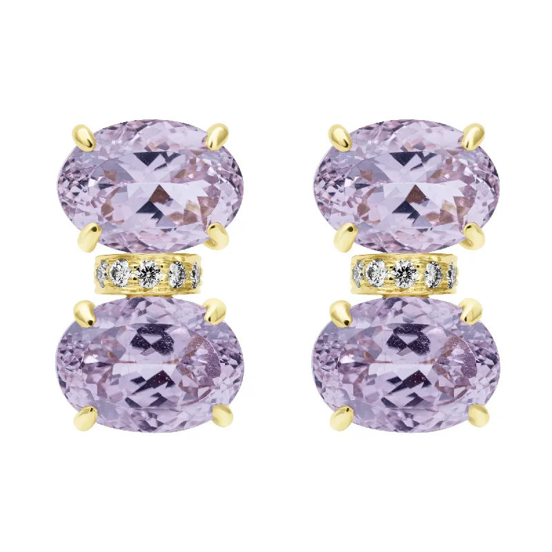 Fashion Forward Earrings for Teen Girls-Earrings - Kunzite And Diamond (2409B)