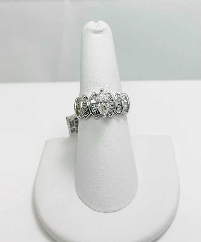 Designer Engagement Ring with Diamonds-New! 1.25ctw Natural Diamond 14k White Gold Engagement Ring