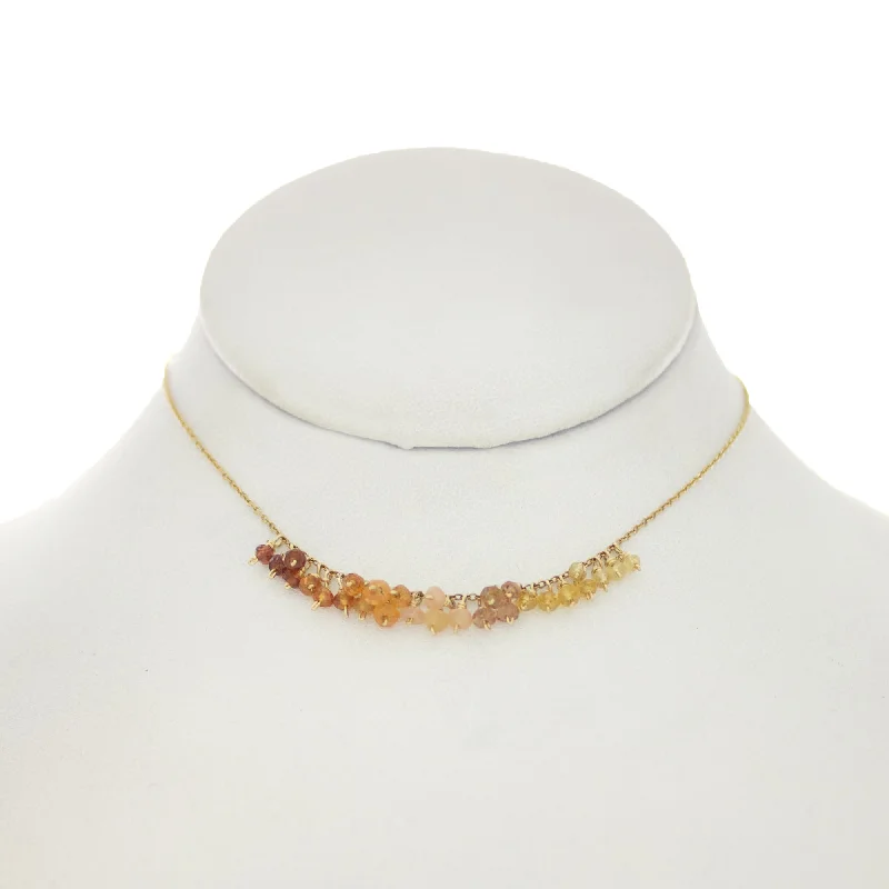 Luxury Chain Necklace for Women-Sandalwood - Various Garnets, Citrine, Peach Moonstone  Dangle Necklace