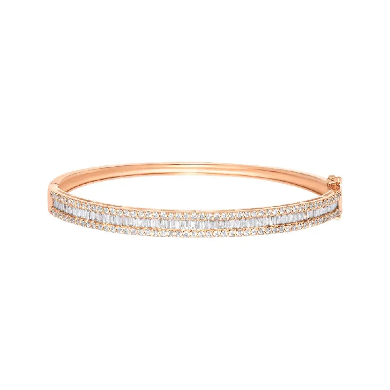 Elegant Silver Bangles for Casual Day Out-Triple Row Diamond Bangle