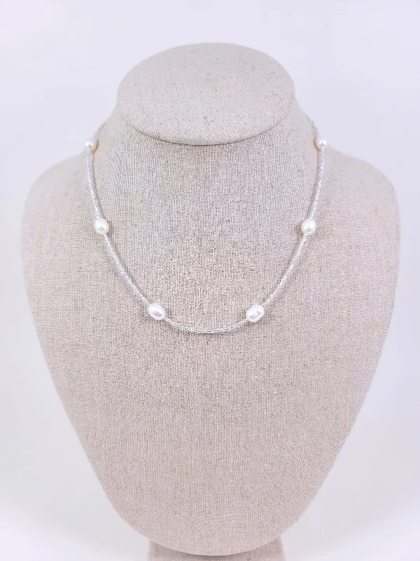 Handcrafted Silver Necklace for Gifts-Daybreak Pearl Necklace