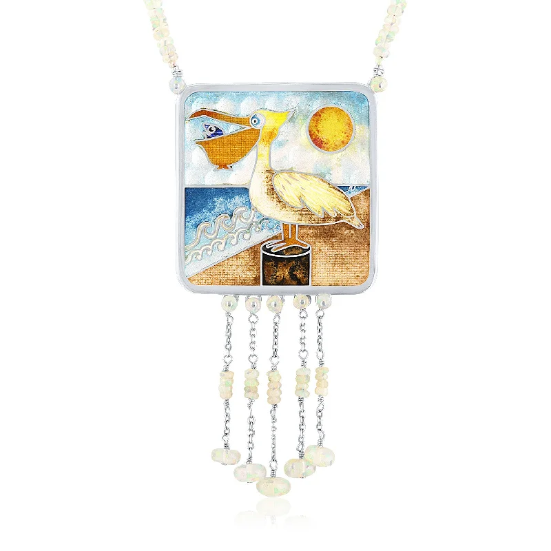 Trendy Choker Necklace for Fashion-Limited Edition Enamel Pelican Necklace