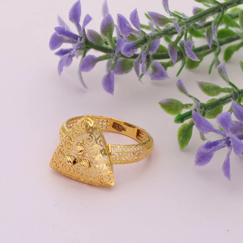 Vintage Wedding Band Set for Couples-Gold Traditional Triangle Filigree Ring 21KT - FKJRN21KM9680