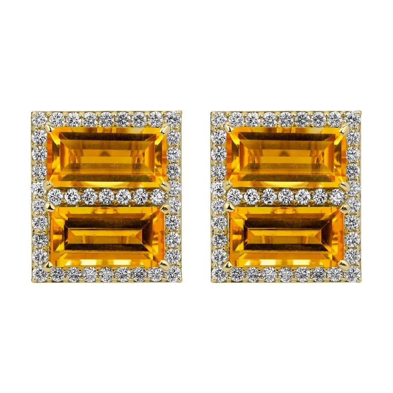 Handmade Earrings for Gifts-Earrings - Citrine And Diamond (2383E)