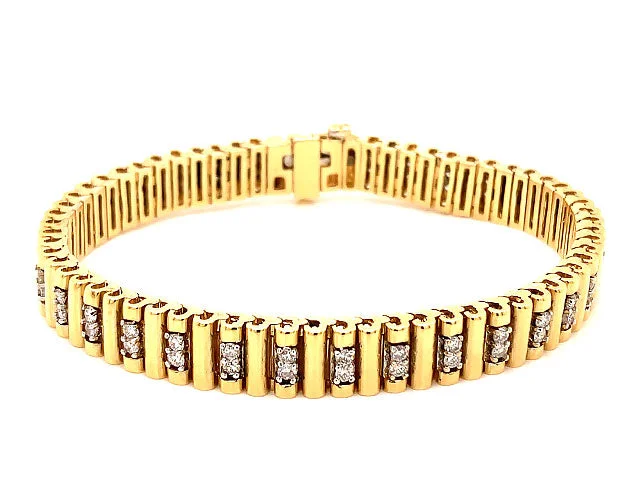 Personalized Beaded Bracelet for Kids-Diamond Unisex Bracelet in 14K Yellow Gold, 1.65 Carat G - H, SI1 7.00"