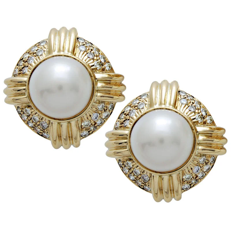 Classic Earrings for Women-Earrings- Pearl And Diamond